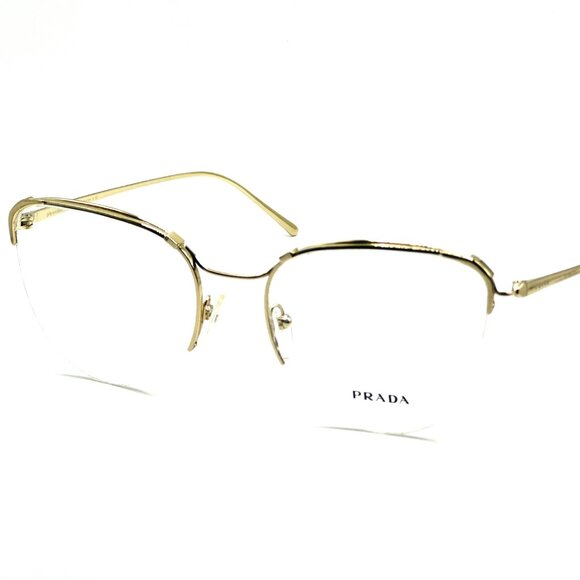 NEW PRADA VPR 60U ZVN-1O1 Polished Gold Cat Eye Eyeglasses 53mm 19 140 - Picture 1 of 9